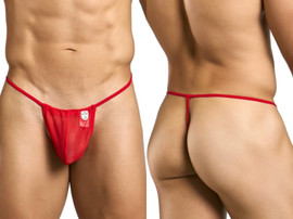 Men’s Mesh G-String – Sleek Bold Sculpting Sexy Underwear (Red Mesh) by MaleBasics