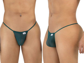 Men’s G-String – Sleek Bold Sculpting Sexy Underwear (Bottle Green Mesh) by CandyMan