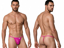 Men’s G-String – Sleek Bold Sculpting Sexy Underwear (Magenta Mesh) by CandyMan