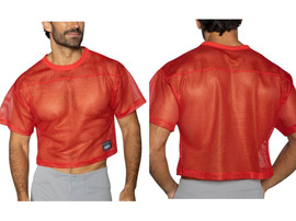 Men’s Short Sleeve Practice Jersey – Bold Breathable Athletic Mesh Top (Bright Red) by BIKE Athletic