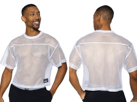Men’s Short Sleeve Practice Jersey – Bold Breathable Athletic Mesh Top (White) by BIKE Athletic