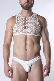Men’s Vaux Galaxy Mesh Bikini Brief – Limited Edition Low Rise Mesh Brief (White) by CellBlock 13