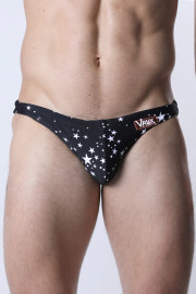 Men's Vaux Pulse Swim Brief – Low-Rise Designer Swimwear (Black Star) by CellBlock 13