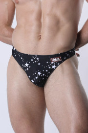 Men's Vaux Pulse Swim Thong – Low-Rise Designer Swimwear (Black Star) by CellBlock 13