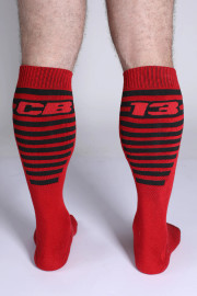 Men's Iron Grip Knee High Socks – Athletic Performance Socks (Red) by CellBlock 13