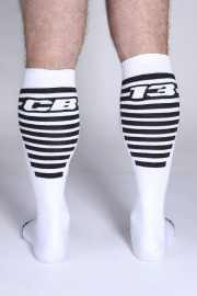 Men's Iron Grip Knee High Socks – Athletic Performance Socks (White) by CellBlock 13