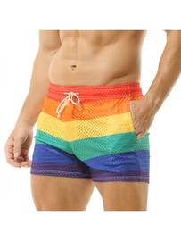 Men's Rainbow Mesh Pride Shorts – Breathable Athletic Summer Shorts with Pockets