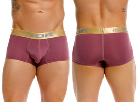 Men's Soho Trunks – Premium Trunk-Style Boxer Briefs with Gold Waistband (Wine) by JOR