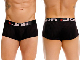 Men's Cronos Trunks – Ribbed Low-Rise Boxer Trunks (Black) by JOR