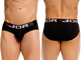 Men's Cronos Briefs – Ribbed Low-Rise Athletic Briefs (Black) by JOR