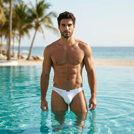 Men's Microfiber Thong – Low-Rise Microfiber Thong Underwear (White) by Xtremen