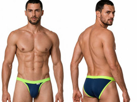 Men's Low-Rise Bikini – Bold Contrast Bikini Underwear (Navy) by CandyMan
