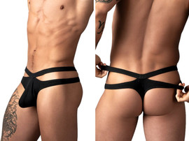 Men's Eco Cozy Cutout Thong – Cutout String Thong Underwear (Black) by MalePower