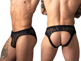 Men's Ripple Moon Jockstrap – Sheer Lace Jockstrap Underwear (Black) by MalePower
