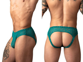 Men's Ripple Moon Jockstrap – Sheer Lace Jockstrap Underwear (Teal) by MalePower
