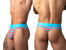 Men's So Comfy Gingham Thong – Bamboo Comfort Men's Thong (Gingham Print) by MalePower