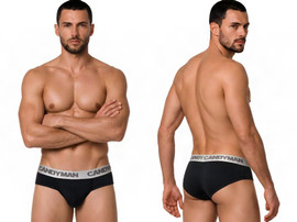 Men’s Briefs – Sleek Supportive Everyday Underwear (Black-Silver) by CandyMan