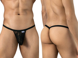 Men’s Lace Thong – Sheer Minimalist Sexy Underwear (Black) by CandyMan