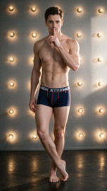 Men’s Microfiber Trunks – Athletic Contour Pouch Performance Underwear (Dark Blue) by Xtremen
