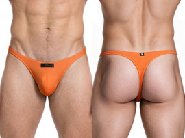 Men’s Microfiber Thong – Minimalist Ergonomic Pouch Barely-There Underwear (Orange) by Xtremen