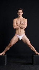 Men’s Microfiber Thong – Ultra-Minimal Contoured Pouch Underwear (White) by Xtremen