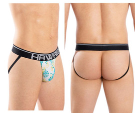 42052 Hawai Men's Flowers Athletic Jockstrap Color Turquoise