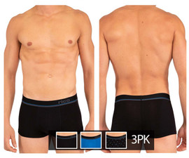 250109 Rico Men's 3PK Brazilian Trunks Color Black-Blue