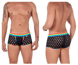 Men’s Polka Mesh Trunks – Sheer Bold Sexy Underwear (Black, Rainbow) by CandyMan