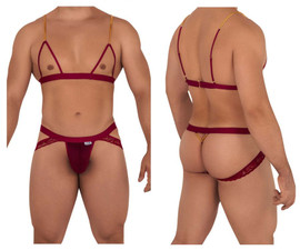 99582 CandyMan Men's Harness-Jockstrap Outfit Color Burgundy