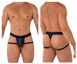 99608 CandyMan Men's Zipper Jockstrap Thong Color Black