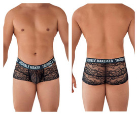 99616 CandyMan Men's "Trouble Maker" Lace Trunks Color Black