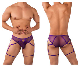 99625 CandyMan Men's Mesh Garter Briefs Color Purple