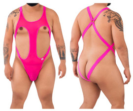 99643X CandyMan Men's Mesh Bodysuit Color Hot Pink