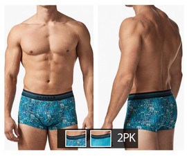 UMPA107 Papi Men's 2PK Microflex Performance Trunks Color Teal-Blue