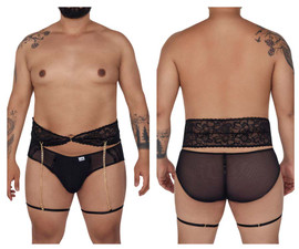 99703X CandyMan Men's Garter Briefs Two-Piece Set Color Black