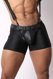 CellBlock 13 High Bar Zipper Trunk with Cock Ring Color Black