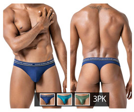 100010 Clever Men's 3PK Australian Latin Thongs Color Blue-Petrol-Green