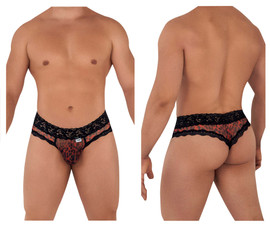 99596 CandyMan Men's Mesh-Lace Thong Color Leopard Print
