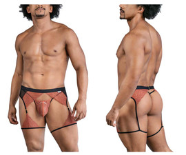 99854 CandyMan Men's Lace-Garter Outfit Color Black-Terracotta