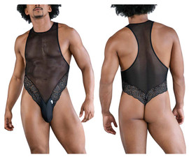 99864 CandyMan Men's Lace-Mesh Bodysuit Color Black
