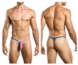 XSJBU02 Justin+Simon Men's Bulge Thong Color USA Flag