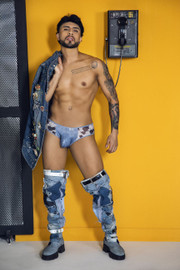 99900 CandyMan Men's Cowboy Briefs Color Cow Print and Denim