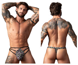 Men’s Gridlocked Thong Straps-Rings – Sleek Sexy Minimalist Underwear (Printed) by MalePower