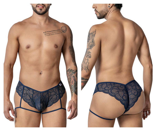 99905 CandyMan Men's Garter Lace Briefs Color Navy