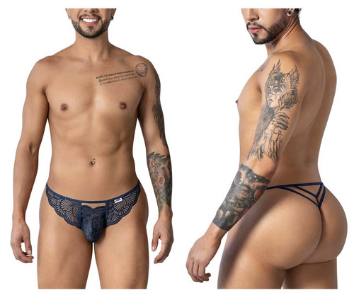 99910 CandyMan Men's Lace Thong Color Navy