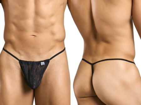 Men’s Lace G-String – Sleek Bold Sculpting Sexy Underwear (Black Lace) by MaleBasics