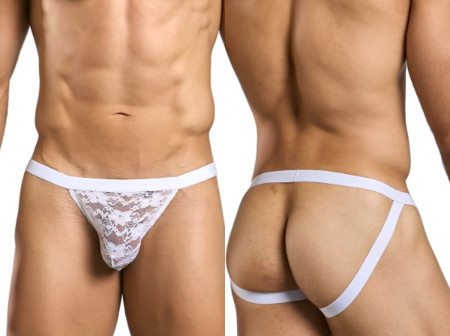Men’s Sexy Jockstrap – Sleek Bold Sculpting Sexy Underwear (White Lace) by MaleBasics