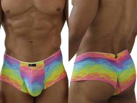 Men’s Rainbow Printed Microfiber Briefs – Sleek Bold Sculpting Sexy Underwear (Cloud) by Xtremen