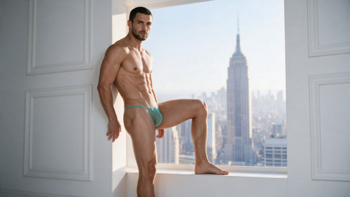 Men’s G-String – Sleek Bold Sculpting Sexy Underwear (Aqua Mesh) by CandyMan