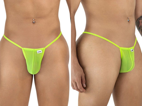 Men’s G-String – Sleek Bold Sculpting Sexy Underwear (Hot Green Mesh) by CandyMan